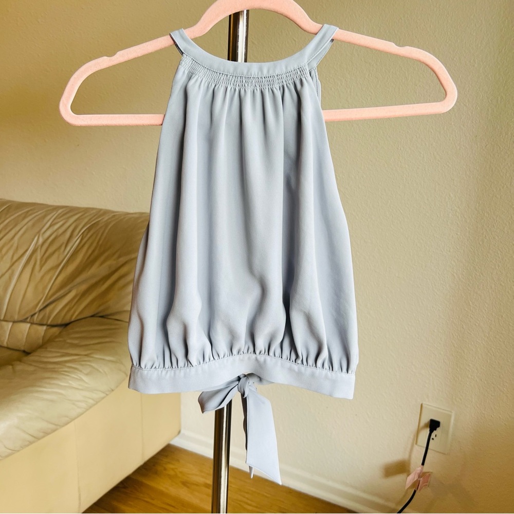 Aritzia Light Grey Halter Tie-Back Blouse